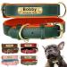 SEOUGEE Genuine Leather Dog Collar Personalised Soft Padded Leather Dog Collars Heavy Duty with Custom Engraved Name Plate Adjustable for Small Medium Large Dogs (M Green 28-37cm) M:Neck 28-37cm Width 2cm Green