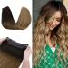 HOTBANANA Wire Hair Extensions, 14 inch 75g Ombre Brown to Dirty Blonde Fish Line Hair Extensions Real Human Hair Straight Invisible Wire Hair Extensions Remy Hair Extensions 14 Inch Balayage Ombre Brown to Dirty Blonde#2/…