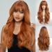 HAIRCUBE Ginner Wig with Bangs Long Wavy Middle Part Wigs for Women Natural Synthetic Wigs For Women Daily Use ginger wig