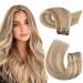 Moresoo Hair Weft Blonde Sew in Human Hair Extensions Medium Brown with Platinum Blonde Double Weft Hair Extensions 18 Inch 100g/Pack #P6/60 18 Inch(Pack of 1) WEFT #P6/60