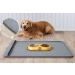 AECHY Dog Mat for Food and Water, 36x24 Silicone Dog Food Mat with a Pocket for Collect Residue, Non Slip Dog Bowl Mat Anti-bite Pet Food Mats Waterproof with Edges Dog Cat Food Tray Gray