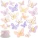 18Pcs Butterfly Cake Toppers 3D Butterfly Cupcake Toppers Pink Purple Gold Edge Mixed Size Butterfly Cupcake Toppers for Baby Shower Wedding Anniversary Birthday Party Cake Wall Decorations Supplies