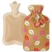 KUFL hot water bottle made of rubber with soft fleece tract - beige - Volume: 2l - large opening -Relieving - Reminder pain abdominal pain cramps - heat dispenser on cold days (beige 2l) Beige 2l