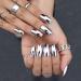 MISUD Medium Coffin Press on Nails - Glossy Silver Chrome Metallic False Nails (01-O) - Buy Online on GoSupps.com