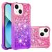 Tivenfezk nadoli glitter drive sand shell for iPhone 15 plus silicone shockproof gradient colored waterfall cell phone shell transparent bumper protective cover liquid transparent case iPhone 15 plus pink purple