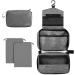 Cooja Wash Bag Hanging Toiletry Bag Women Travel Washbag with Hook & Handle 1 Toilet Bag + 2 Drawstring Bag Grey