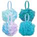 Pinsheng bathing sponge extra large shower sponge 75 g/piece soap sponge puff with hanging soft body mesh-luffa balls for body peeling or massage 4 pack multi-colored