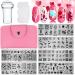 Kalolary 9Pcs Nail Art Stamping Plates Set Valentine's Day Flower Unicorn High Heel Heart Image Stamp Templates Stamping with Stamper Scraper Storage Bag Manicure Stencils Tools