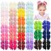 60pcs 3 Inches Baby Girls Hair Bows Alligator Clips Grosgrain Ribbon Pinwheel Hair Barrettes for Babies Kids Toddlers Teens Gifts In Pairs Solid