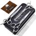 Ciicii dog cups professional 7.5 inch fur shear dogs set (cats dog care Effilier scissors & curved & straight hairstocks) for fur care dog cat pet (9PCS-round safety-tip silver) silver dog clerk