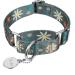 Martingale-neck band with floral pressure no pulling durable adjustable dog collar large neck circumference 43.2 cm to 63.3 cm elegant flowers (warm gray) Large 1 inch wide gray