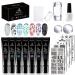 SEISSO 7 Colors Nail Stamping Gel Polish + 5Pcs Nail Stamp Templates + 1 Nail Latex Peel Off Tape + 1 Nail Stamper with Scraper, Nail Stamping Art Set and Manicure Tool Collection 7 Colors stamping gel polish