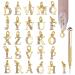 NICENEEDED 26Pcs A-Z Rhinestone Alphabet Nail Charms Gold Letter Dangles with Nail Piercing Tool 3D Alloy English Letters Nail Pendants for Nail Decor DIY Earrings Jewelry Bracelet