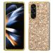 Tivenfezk nadoli glitter shell for samsung galaxy z fold 5 gold glossy sparkling bling galvanisian frame ultra -small shockproof back pocket cell phone case protective cover