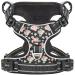 Heele dog crockery no-pull dog harness breast dishes for medium-sized dogs soft breathable adjustable reflective dog harness Anti move with padded handle flower black XL XL flower black