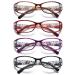 Vevesmundo women reading glasses Flowers Cats Vintage Groß Reading Aid Showing Modern glasses with diopters 1.0 1.5 1.75 2.25 2.75 3.5 4.0 4.5 5.5 6.0 4 pieces of reading glasses (black+brown+purple+red) 1.75 x