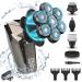 TURN RAISE 7D Head Shaver Detachable 6-IN-1 Electric Razor LCD Display Skull Shaver for Bald Men 3 Speeds IPX7 Waterproof Wet/Dry Electric Rotary Shaver Grooming Kit for Hair Beard Face Rechargeable Black