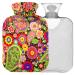 NAANLE hot water bottle with cover colorful flower paisley transparent hot water bottle hot water bottle to relieve back pain handwear heat neck and cold therapy 2 l