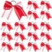 16 Pcs Softball Hair Bows 6.5 Inch Softball Cheer Bows Elastic Softball Hair Accessories Baseball Hair Bow Softball Hair Ties Ponytail Holder Softball Headband for Girls Teen Cheerleading (Red White)