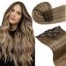 Laavoo clip in Extensions real hair ombre brown real hair extensions clip in brown balayage golden blonde hair extension real hair clips human hair 30cm #8/16/8 5pcs 70g 30cm-70g 1.5 #8/16/8