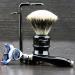 Luxury Shaving Set - 5 Razors Silver Tip Razor Badger Hair Brush & Chrome Stand - International Shipping Available - Buy Online on GoSupps.com