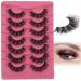 Mink Lashes Fluffy Crossed Lashes Natural Look 5D Curly Wispy Faux Mink Lashes That Look Like Extensions 7 Pairs 20mm False Eyelashes With Clear Band Eye Lashes by FANXITON C-20MM-04