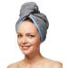 Sowel Hair Turban made of 100% Organic Cotton Turban Towel with Button Women and Men Grey/Blue