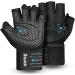 ihuan Ventilated Weight Lifting Gym Workout Gloves with Wrist Wrap Support for Men & Women, Full Palm Protection, for Weightlifting, Training, Fitness, Hanging, Pull ups Black X-Small