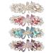 inSowni 4 Pack Luxury Glitter Sparkly Jeweled Gems Korean Decorative Crystal Rhinestone Flower Strong Metal French Barrettes Snap Alligator Hair Clips Headpieces Accessories for Women Girls