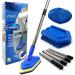 Bathroom Tile Cleaner Shower Cleaning Brush Multi-section Long Handled Scrubbing Brush with Replaceable Stiff Bristle Tub and Tile Scrubber Shower Cleaner Sponge Scourer and Microfibre Pad