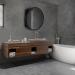 SDK Round Bathroom Mirror Cabinet - Black 50CM: Wall Storage & Medicine Cabinet with Slow-Close Wooden Frame - 3 Level Organization - Buy Online on GoSupps.com