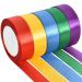 TONIFUL 1 Inch x 125 Yards 5 Colors Satin Ribbon Rolls  Mixed Bright Dark Gorgeous Color Set Fabric Ribbon for Gift Wrapping Embellish Wedding Birthday Party Decoration Bow Making Floral Craft Sewing dark color