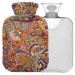 Naanle hot hot water bottle with reference vintage paisley flower transparent hot water bottle heat bottle for back pain relief neck handle heat and cold therapy 2l
