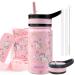 HQAYW Girls Water Bottles for School  14oz Kids Water Bottle Stainless Steel  Insulated Water Bottle with Straw Cap Leakproof  Wide-Mouth BPA Free Tumbler Cups Metal Canteen for Sports  Unicorn