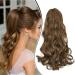 Dcbaboo 18inch Claw Clip in Ponytail Hair Extensions Long Wavy Ponytail Extension Curly Synthetic Pony tails Natural Wave One Piece Hairpiece Fake Ponytail for Women Ash Brown 18 inch 150g Ash Brown