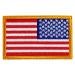 Tactical Patches of USA US American Flag Reverse, with Hook and Loop for Backpacks Caps Hats Jackets Pants, Military Army Uniform Emblems, Size 3x2 Inches Gold Border, Reverse