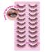 Yawamica Brown Colored Fluffy Wispy Cat Eye False Eyelashes - 10 Pairs Pack (15mm) | Natural Fake Lashes - Buy Online on GoSupps.com