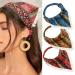 TOBATOBA Boho Bandana Headbands for Women  3Pcs Boho Headband Hair Scarf Headbands  Triangle Hair Bandana Head Scarf with Clips  Head Coverings for Women  Hair Cottagecore Accessories for Women Girls