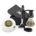 Shaving set for men (triangular razor pure black badger hair brush double stand stainless steel bowl shaving soap)