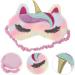 LOGOFUN Plush Cartoon Unicorn Eye Mask - Furry Faux Fur Sleeping Mask for Women & Girls | Adjustable Straps Colorful Sleep Accessory - Buy Online on GoSupps.com