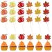 Festive Fall Cupcake Toppers Set - 18-Piece Glitter Maple Leaf and Pumpkin Cake Decorations for Thanksgiving and Autumn Harvest Celebrations - Golden Orange and Red Toppers for Cake and Cupcakes