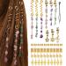 AUNEAL Hair Accessories for Women Hair Jewelry for Braids Dreadlock Accessories Beads Stone Hair Clips Colored Gold Metal Hair Charms Hair Rings Hairstyle Decoration For Girls(50 pcs) 01 Gold-50PCS