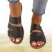 Lencyotool Women's Sandals - Flat Ribbon Slip-On Open Toe Big Sizes Black - Comfortable Leisure Footwear - Buy Online on GoSupps.com