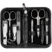 Three swords - 8 pcs.Manicure set 'Roma' |High quality nail care set in dotted synthetic leather etui |Contents: nail scissors set foot and nail clippers tweezers glass nail files sapphire nail file black / silver dotted