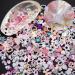 500Pcs Assorted Pearls 3D Nail Charms Pink Multi Shapes Heart Flower Bowknot Nail Charms Mix Heart Star Bows Round White Pearls Nail Beads Charms for Manicure DIY Crafts Jewelry Accessories S1-pink white