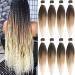 Xtrend 30 Inch EZ Braids 8Packs Long Ombre Pre-Stretched Easy Braiding Hair Extensions for Box Braids Hair Hot Water Setting Synthetic Fiber Hair Extensions 3 Tones 1B/27/613# 30 Inch (Pack of 8) 1B27613#