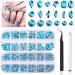 3120 Lake Blue Diamond Nail Rhinestones HOINCO Crystal Nail Rhinestones 3D Mixed Size Crystal AB Flat Bottom Gemstone for Nail Art DIY Craft Decoration with Crayon Tweezers
