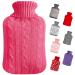 Hot Water Bottles with Cover UK 2L Hot Water Bag Large for Pain Relief Neck Feet Back Period Kids Small Hot Water Bottle with Elegant Knitted Covers Bed Warmer Foot Warmer Pink