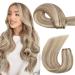 Moresoo Weft Hair Extensions Blonde Human Hair Weft Light Brown with Platinum Blonde Sew in Hair Extensions 16 Inch 100g/Pack #P9A/60 16 Inch(Pack of 1) WEFT #P9A/60