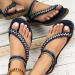 XTZYGLFD Women's Flat Sandals - Summer Boho-Street Shoes with Comfortable Open Toes & Elastic Ankle Straps | Roman & Plateau Style in Blue - Size 5 UK - Buy Online on GoSupps.com
